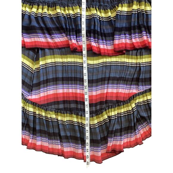 Free People Crinkle Pleat Striped High Low Multi Colored Maxi Skirt Size L - Picture 10 of 10